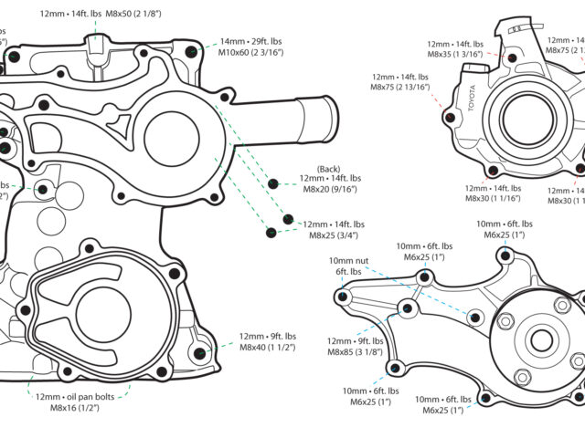 Toyota-22R-22RE-Timing-Cover-Oil-Pump-Water-Pump-Bolt-Specs-Chart-Diagram